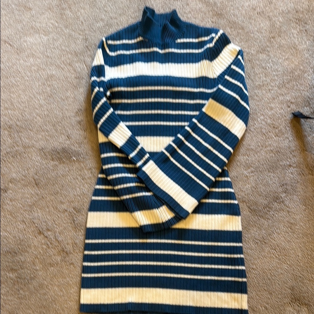MINKPINK Blue and Cream Striped Dress